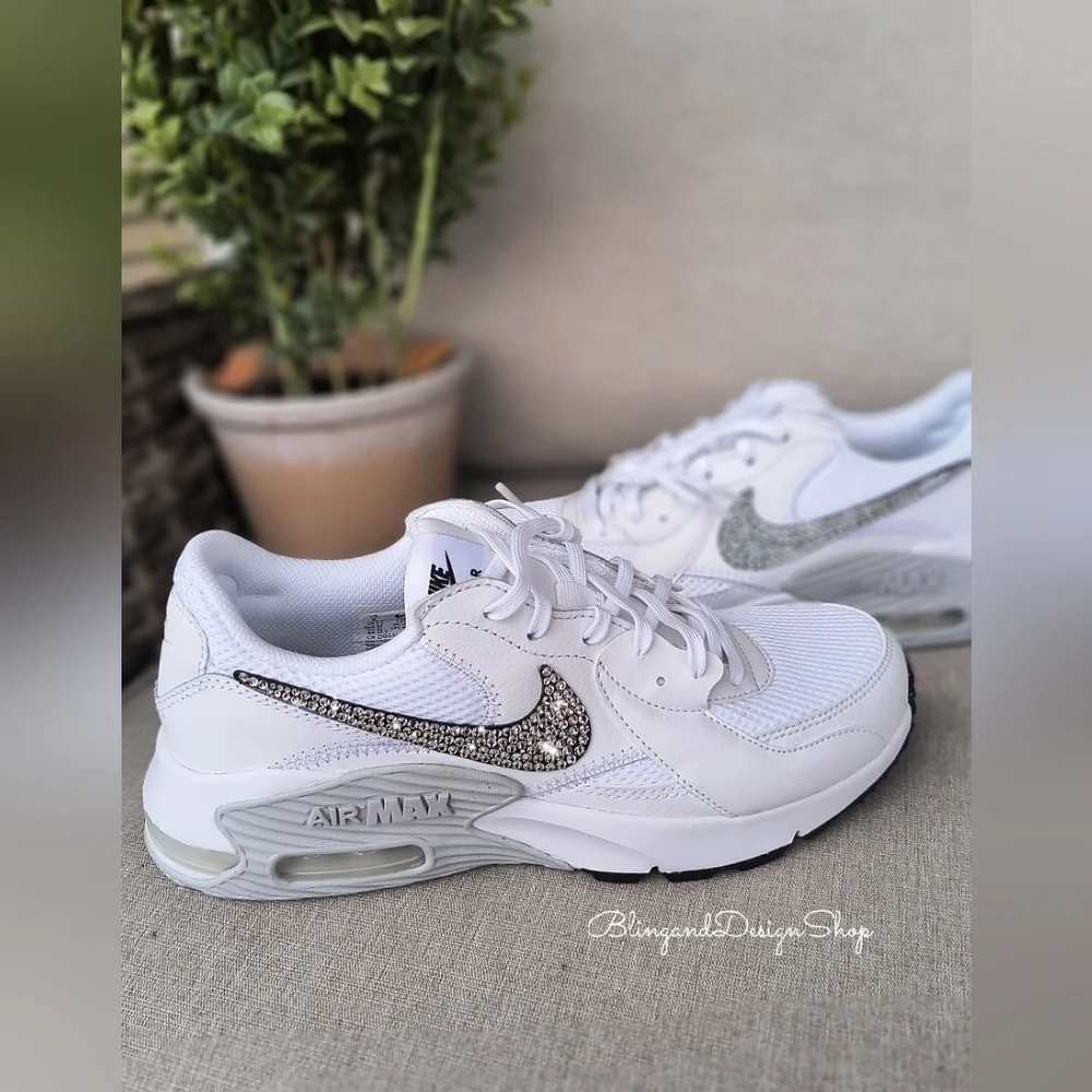 Nike Air Max Excee Womens White Sneakers Shoes Made with Swarovski Crystals